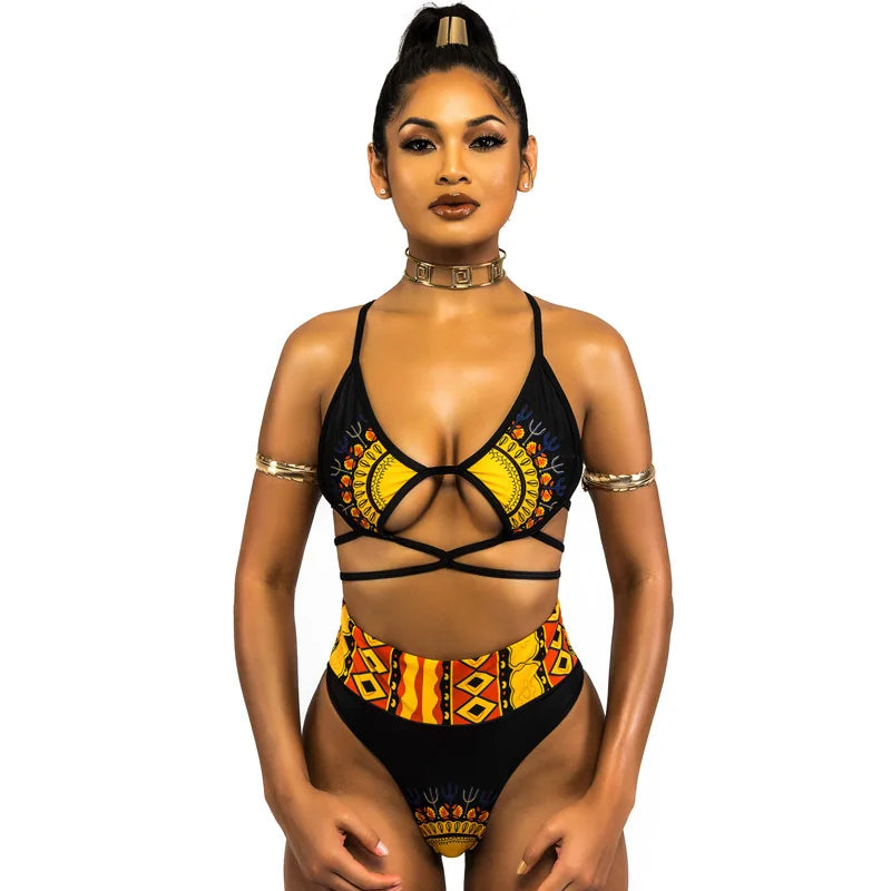 African Print One Piece Swimsuit